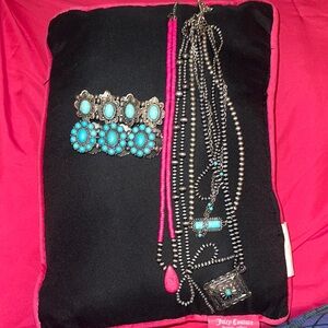 Faux Turquoise Statement Bracelets and Mixed Necklace Set